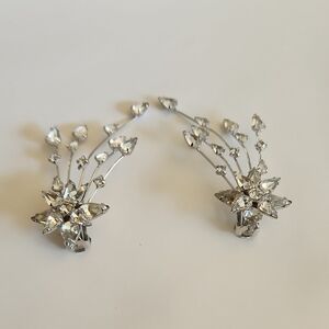Vintage Rhinestone Starburst Clip On Earrings